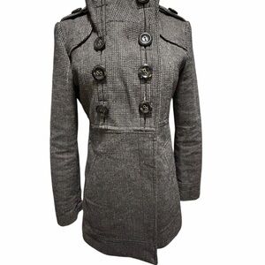 Razzle Dazzle Women's Black and Gray Double-Breasted Coat Sz Medium